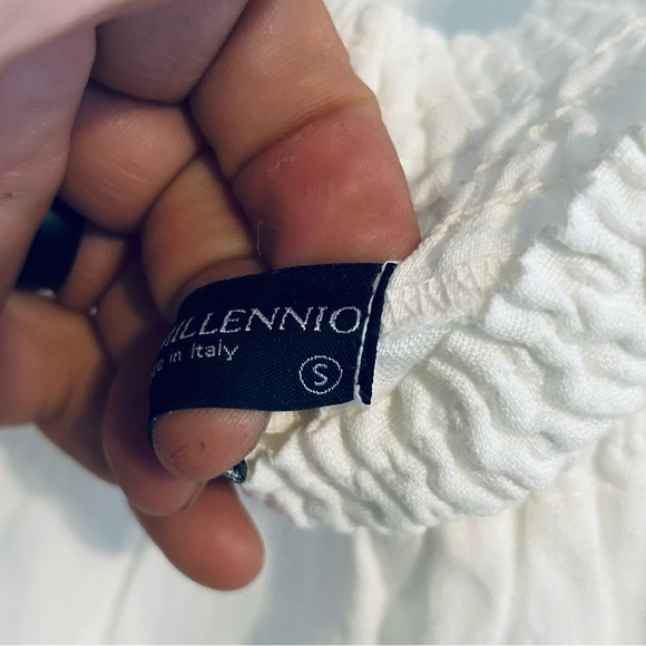 Terzo Millennio | White Lace Linen Trim Dress | Size Small - Picture 4 of 7